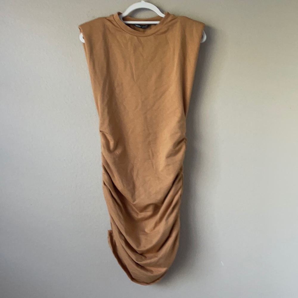 SHEIN nude shoulder pad sleeveless mini dress L - Picture 1 of 6
